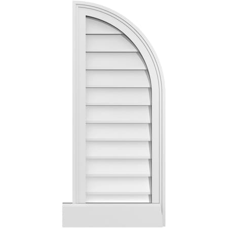 Ekena Millwork Quarter Round Top Right Surface Mount PVC Gable Vent w/ 2"W x 2"P Brickmould Sill Frame, 14"W x 34"H GVPQR14X3403SN